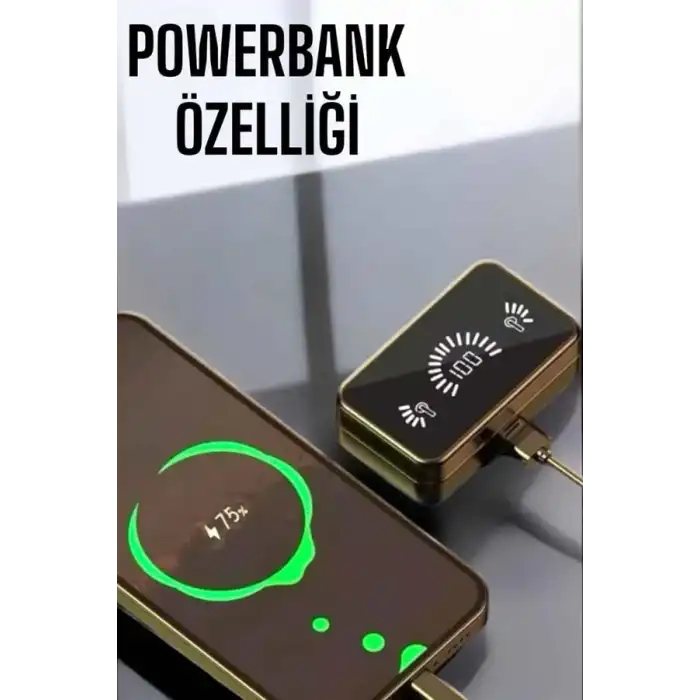 Aynalı Bluetooth Kulaklık Telefon Standlı Dijital Göstergeli