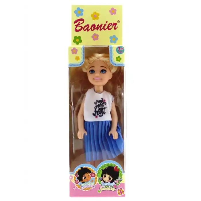 Baonier Mavi Etekli 14 cm Sarışın Tekli Kız Bebek