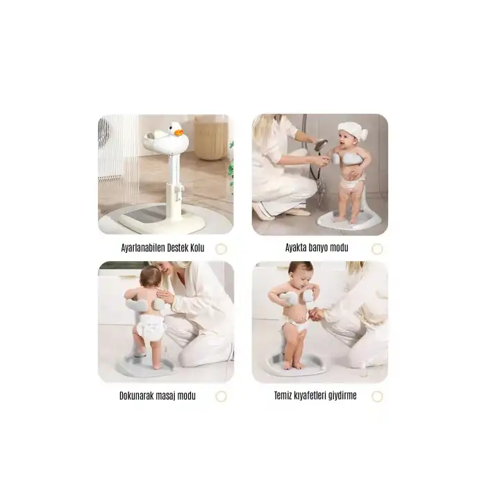 Bebek Yıkama Yardımcısı Ayarlanabilir Yükseklikli Ergonomik Bebek Banyo Ördekli