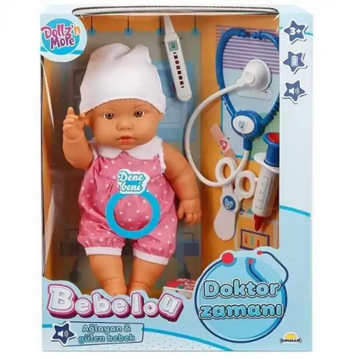 Bebelou Doktor Zamanı Sesli Bebek Seti 35 cm