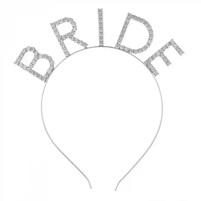 Bekarlığa Veda Kristal Taşlı Gümüş Bride Tacı