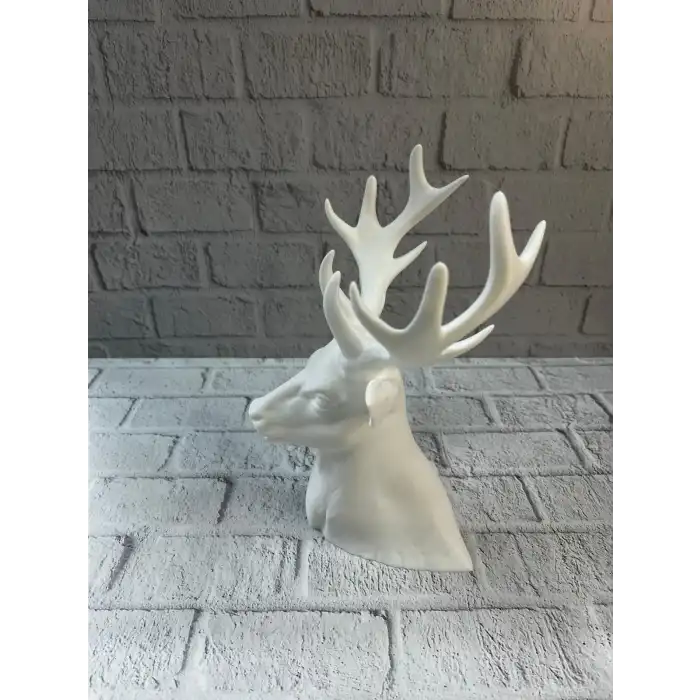 Beyaz Geyik Biblo 23 cm Dekoratif Modern Tasarım