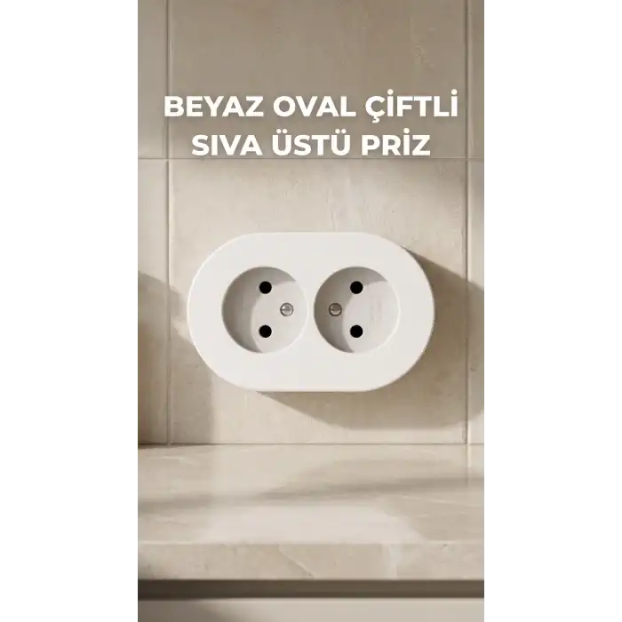 Beyaz İkili Topraklı Priz Duvar Tipi Modern Tasarım