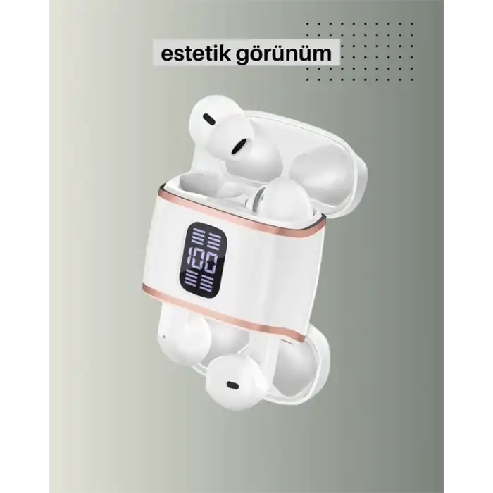 Bluetooth 5.3 Kulaklık – 4 Adet, Çift Kulaklıklı, Dijital Göstergeli, Anc + Enc