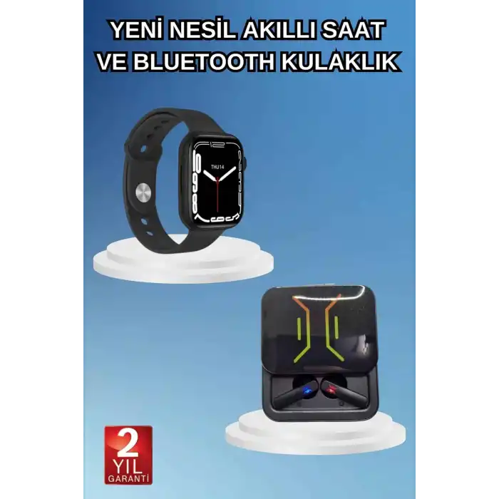 Bluetooth Bağlantılı Kablosuz Kulaklık ve Yeni Nesil Akıllı Saat 5.0 Bluetooth