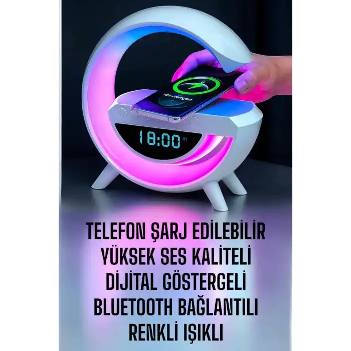 Bluetooth Hoparlör Dijital Göstergeli Wireless Şarj Rgb Işıklı