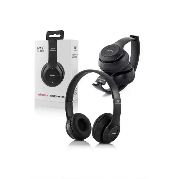 Bluetooth Kablosuz Kulaklık Siyah Wireless 5.0 Kulak Üstü Uzun Pil Ömrü