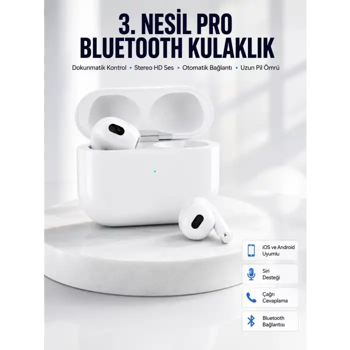 Bluetooth Kulaklık 3. Nesil Ios Android Uyumlu Yeni Nesil Wireless Charge