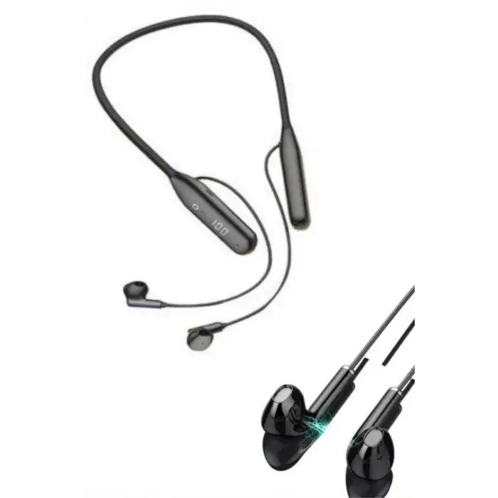 Boyun Bantlı Kablolu Yüksek Ses Kaliteli Bluetooth Kulaklık Uzun Pil Ömrü