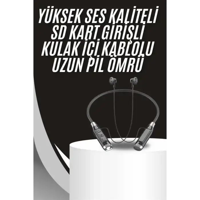 Boyun Bantlı Kulak İçi Kablolu Yüksek Ses Kaliteli Bluetooth Kulaklık