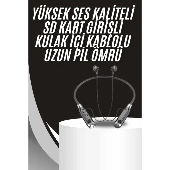 Boyun Bantlı Kulak İçi Kablolu Yüksek Ses Kaliteli Bluetooth Kulaklık