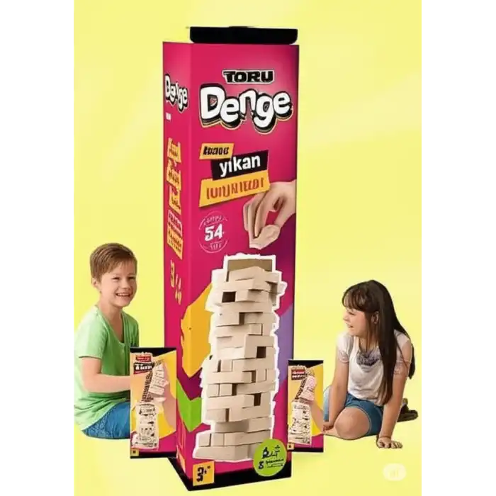Büyük Boy Doğal Ahşap Denge Oyunu Kule Oyunu 54 Parça Ahşap Yapı Blokları Cenga