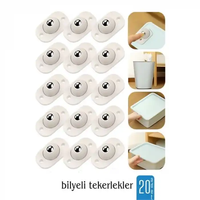 20 li Bilyeli Tekerlek Eşya Kaydırma Aparatı Yapışkanlı Set 360D