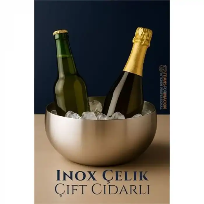 BX Çift Cidarlı Soğutucu Kase - İçecek Soğutucu - Inox Çelik Kase 18 cm