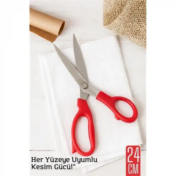 BX Çok Amaçlı Makas – 24 cm Uzunluk | 15 cm Kesim Bıçağı | Paslanmaz Çelik, Ergonomik Sap
