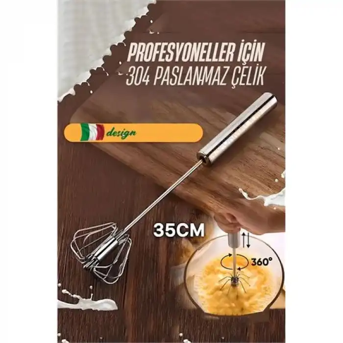 Dönerli Çırpıcı 304 Paslanmaz Çelik Yumurta Çırpıcı