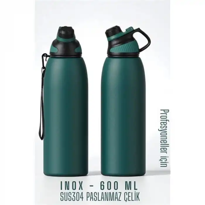 BX Inox Çelik Termos - 600 ml  SUS304 Çelik Termos Profesyonel YEŞİL