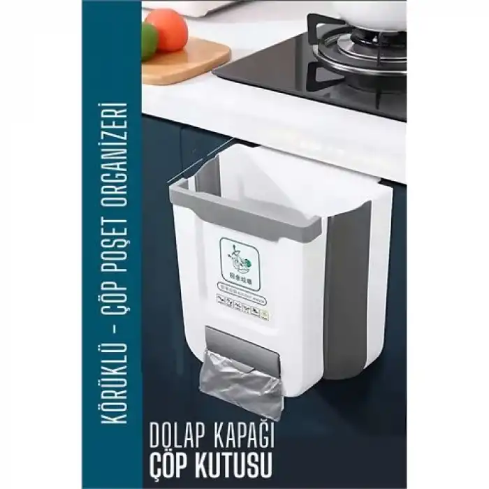 BX Körüklü Çöp Kovası - Mutfak Dolap Kapağına Çöp Kutusu BEYAZ