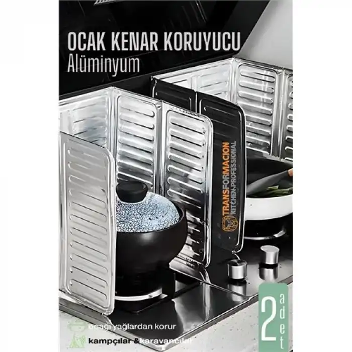 BX Ocak Kenar Koruyucu 2 Lİ Alüminyum Levha - Ev Kamp Karavan Ocak Koruyucu