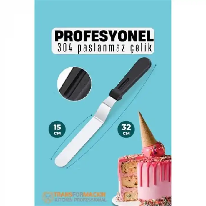 Pasta Spatulası Profesyonel 304 Paslanmaz Çelik 32 Cm