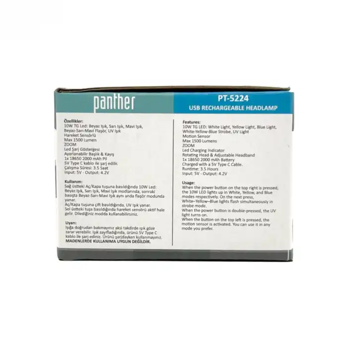 BX PT-5224 USB ŞARJLI KAFA LAMBASI