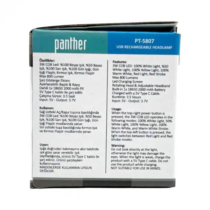 BX PT-5807 USB ŞARJLI KAFA LAMBASI
