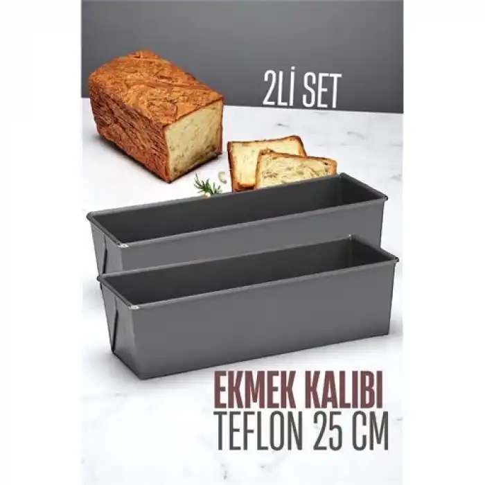 BX Teflon Ekmek Pişirme Kalıbı Evde Ekmek Yapımı Kalıbı 25 CM 2 adet