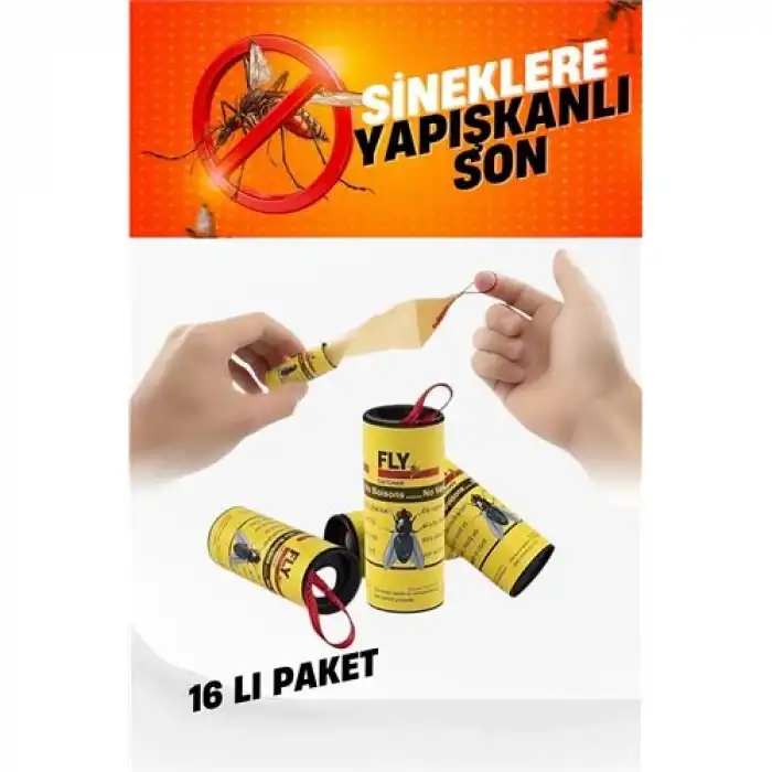 Yapışkanlı Sinek Şeridi Sinek Kapanı 16 ADET