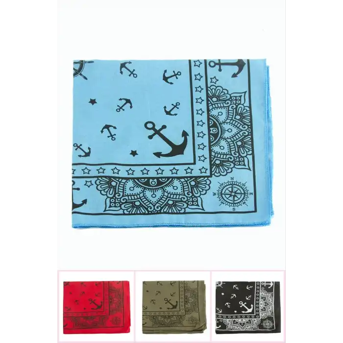 Çapa Desenli Keten Bandana 50*50