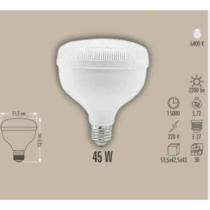 CATA CT 4145 Kristal 45W Torch Led Ampul 6400K Beyaz Işık