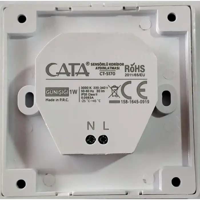 CATA CT 5170 1W Beyaz Kasa Sensörlü Koridor Aydınlatması 3200K Gün Işığı
