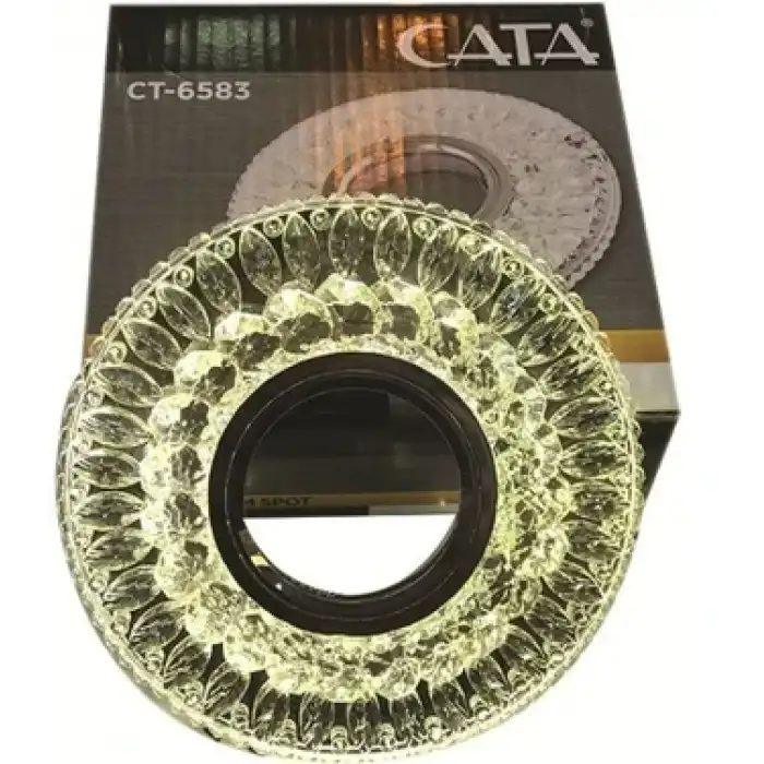 CATA CT 6583 Hanımeli Led Çerçeveli Günışığı Kristal Cam Spot Kasa - Priz ve Anahtar İçin Uyumlu Çerçeve