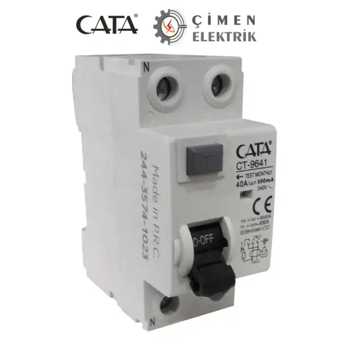 CATA CT 9641 2X40 300Ma Monofaze Kaçak Akım Rölesi 6Ka