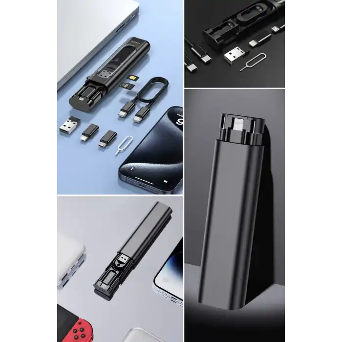 Cep Tipi 60w Bas Aç Type-c,iphone Şarj,micro Usb Hızlı Şarj Data Kablo Seti