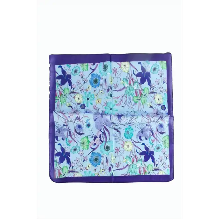 Çiçek Desenli Mor Renkli Zr Şifon Fular 50*50 cm