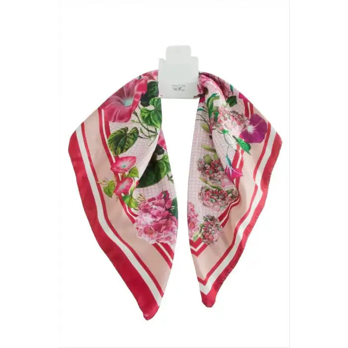 Çiçek Desenli Zr Saten Fular 50*50 cm