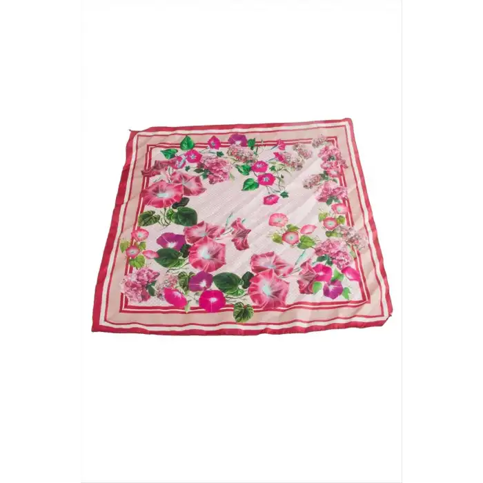 Çiçek Desenli Zr Saten Fular 50*50 cm