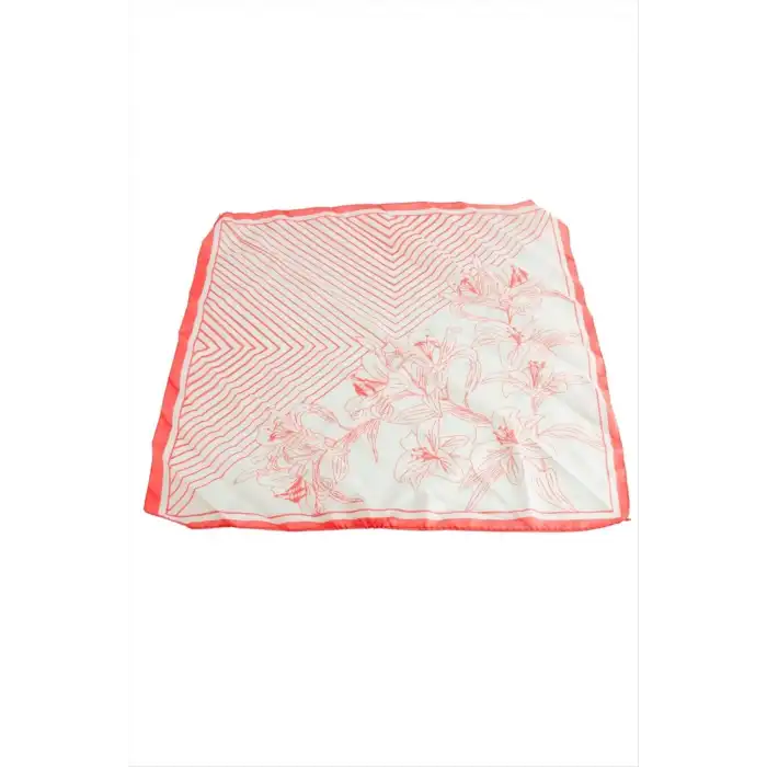 Çiçek Desenli Zr Saten Fular 50*50 cm