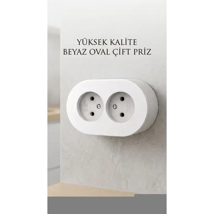 Çift Girişli Beyaz Sıva Üstü Modern Duvar Prizi