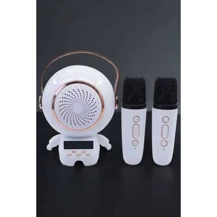 Çift Mikrofonlu Karaoke Mikrofon Bluetooth Bağlantılı Dijital Göstergeli