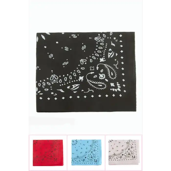Çini Desenli Keten Bandana 50*50
