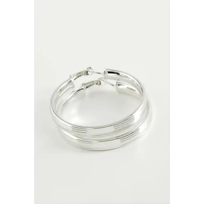 Çizgili Halka Küpe 4,5 cm