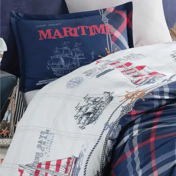 Clasy Genç Ranforce Tek Kişilik Nevresim Takımı Maritime Lacivert
