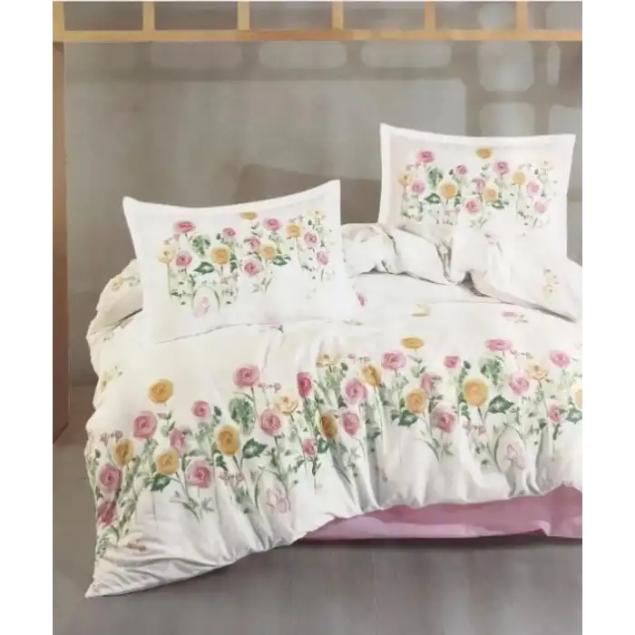 Clasy Ranforce Nevresim Takımı Çift Kişilik Roselin V1 Pembe