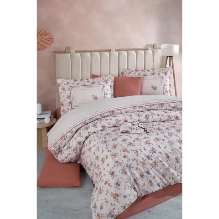 Clasy Ranforce Nevresim Takımı Çift Kişilik Visam V1 Kiremit