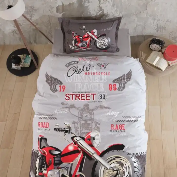 Clasy Ranforce Nevresim Takımı Tek Kişilik Street King v1 Gri