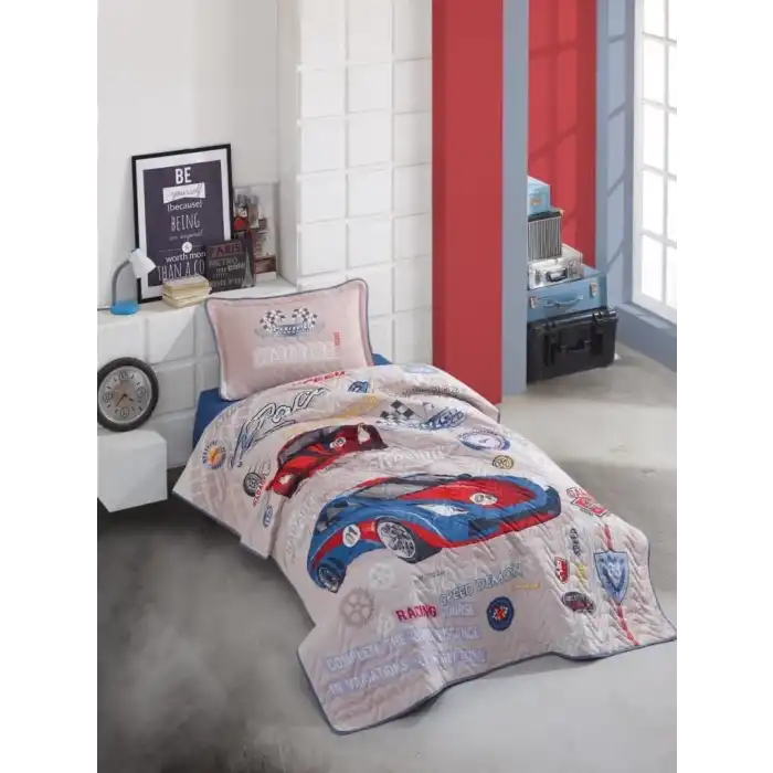 Clasy Tek Kişilik Yatak Örtüsü Garage