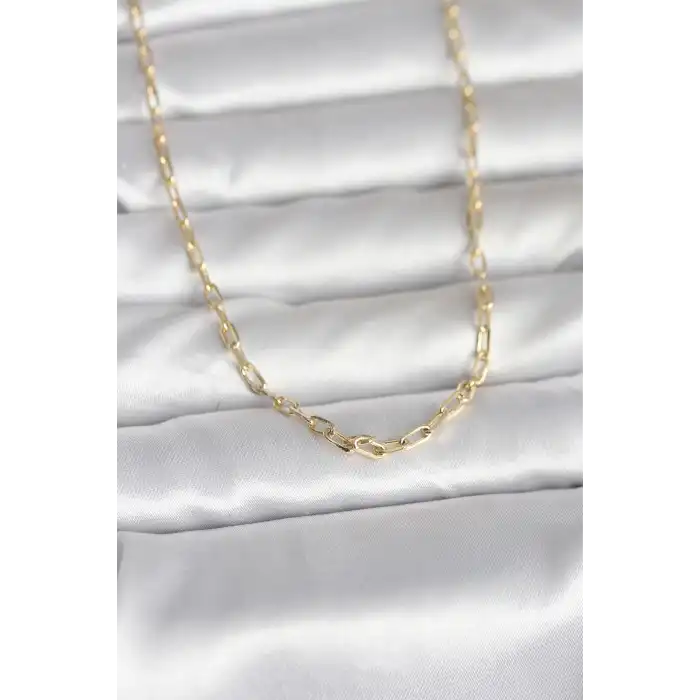 CM 14K Gold Renk Ataç Zincir Model 60 cm Kadın Kolye