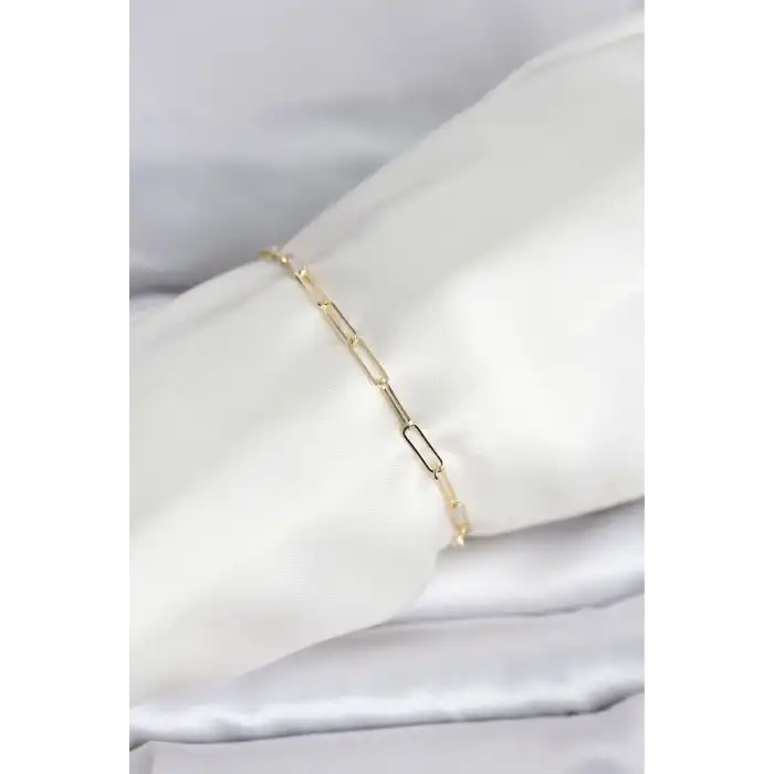 CM 14K Gold Renk Ataç Zincir Model Kadın Bileklik