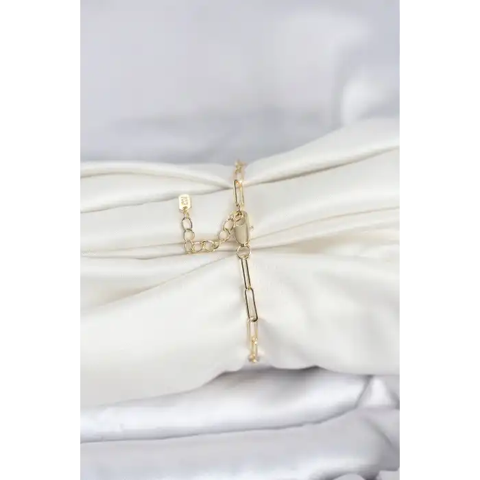 CM 14K Gold Renk Ataç Zincir Model Kadın Bileklik